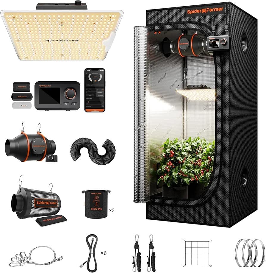 Spider Farmer 2x2x5피트 그로우텐트 (SF1000D LED 올인원 키트)