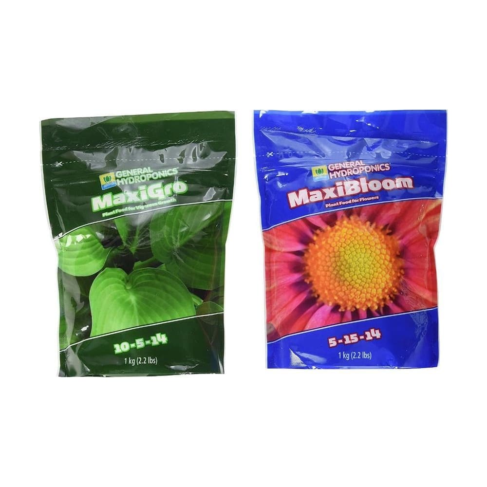 General Hydroponics MaxiGro & MaxiBloom 2.2lb 분말 영양제 세트
