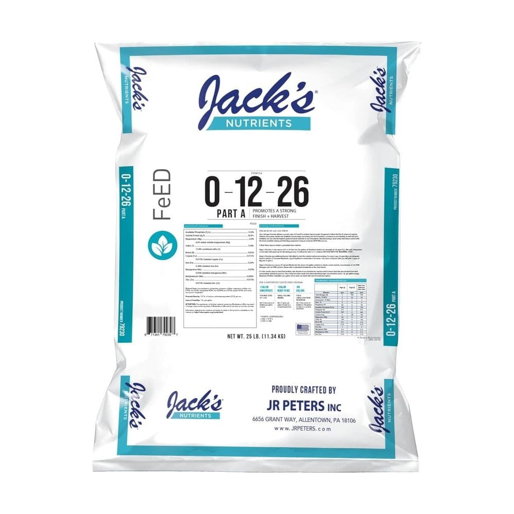 Jacks Nutrients 파트 A 0-12-26 11.3kg 분말 베이스 영양제